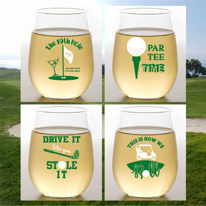 Wine-Oh! - Wholesale Wine Glass - GOLF SAYINGS Unbreakable TRITAN Plastic Wine Glasses