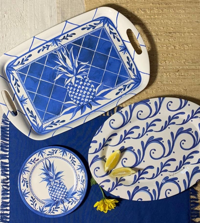 Bamboo Table - Wholesale Salad Plate - Blue Pineapple Bamboo Salad/Appetizer/Dessert Plate7