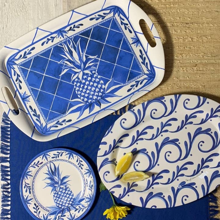 Bamboo Table - Wholesale Salad Plate - Blue Pineapple Bamboo Salad/Appetizer/Dessert Plate7