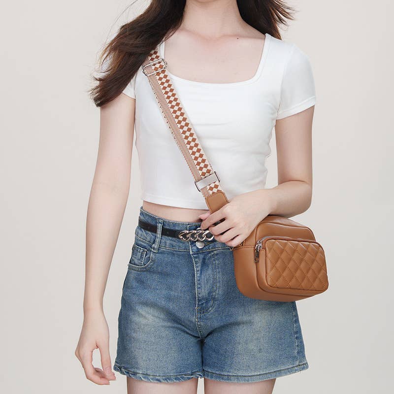 Superbia – wholesale Crossbody bag – Women's – Small Double Zipper Quilted Cross Body Shoulder Canvas Strap21