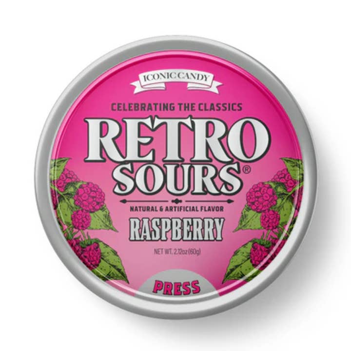 Retro Sours Raspberry Hard Candy 2.12oz - 8ct for wholesale by I Got Your Candy