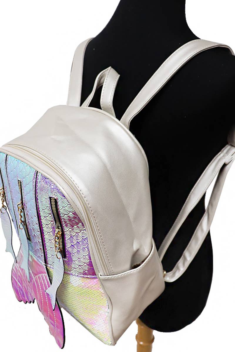 Cap Zone – wholesale Ryggsäck - Dam – Mermaid Tail holografisk ryggsäck i konstläder4