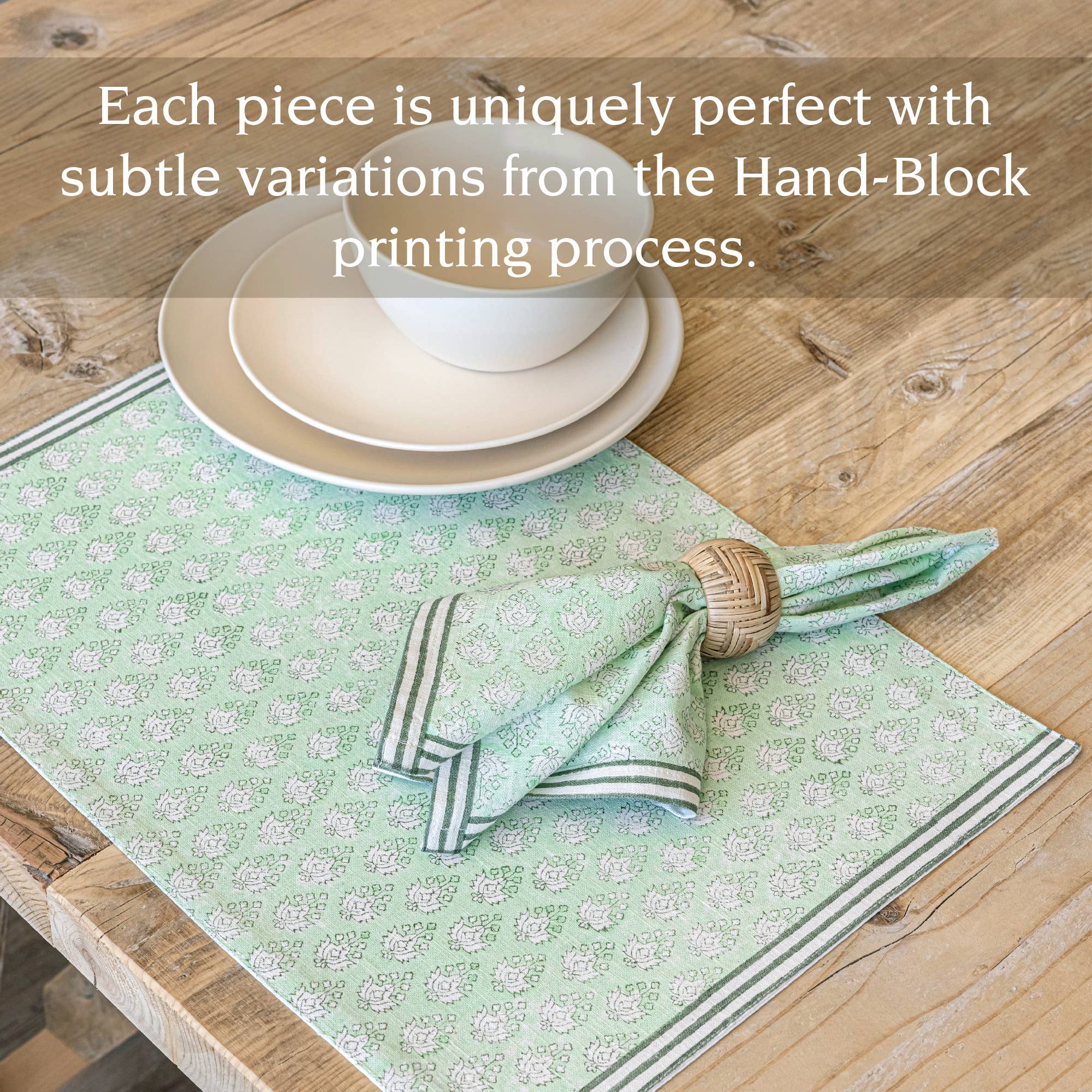 over&back - Wholesale Placemat - Artisan Hand-Blocked Placemats – 100% Cotton – Set of 48