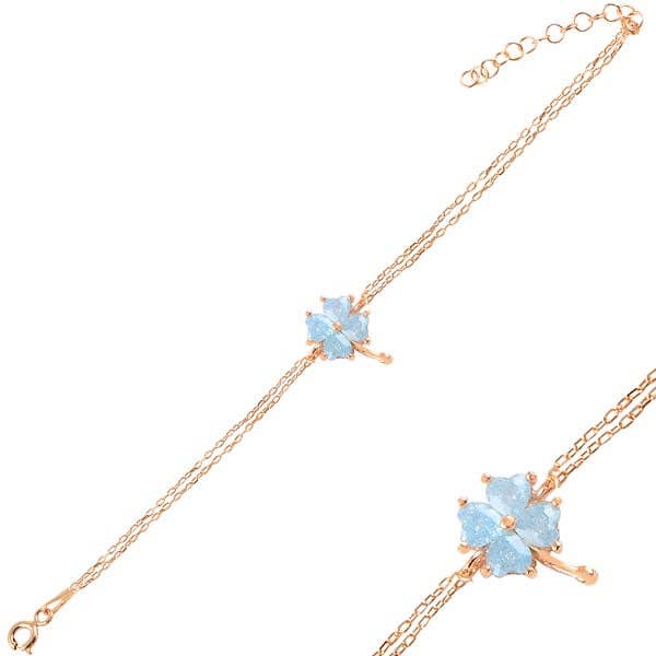 Bracciale trifoglio rosa Aqua Marine per la vendita all'ingrosso da parte di Valubia