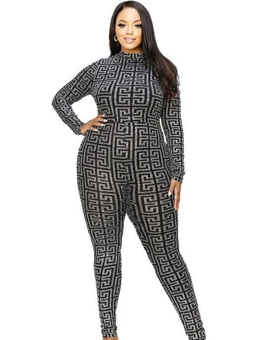 Plus Geo Jumpsuit for wholesale by SJ NOLA LLC