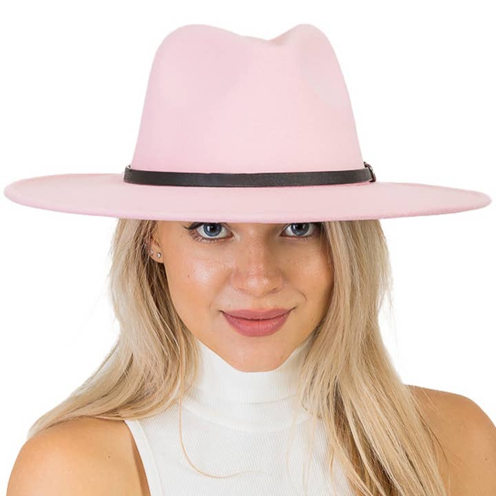 Cap Zone - Wholesale Fedora - Women's - Premium Two Tone Fedora Wide Brim With Belt