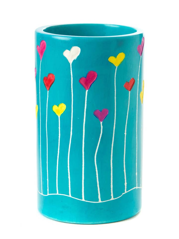 Vase à stylos Dreamland en pierre ollaire bleu aqua pour la vente par Swahili | AFRICAN MODERN