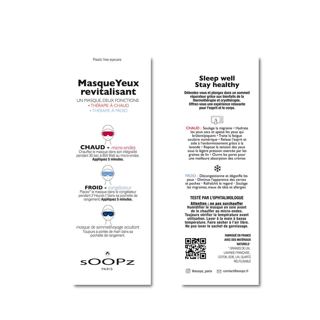 SOOPZ - Vendita all'ingrosso Maschera per dormire - Maschera occhi caldo/freddo con semi di lino e lavanda - Verde2