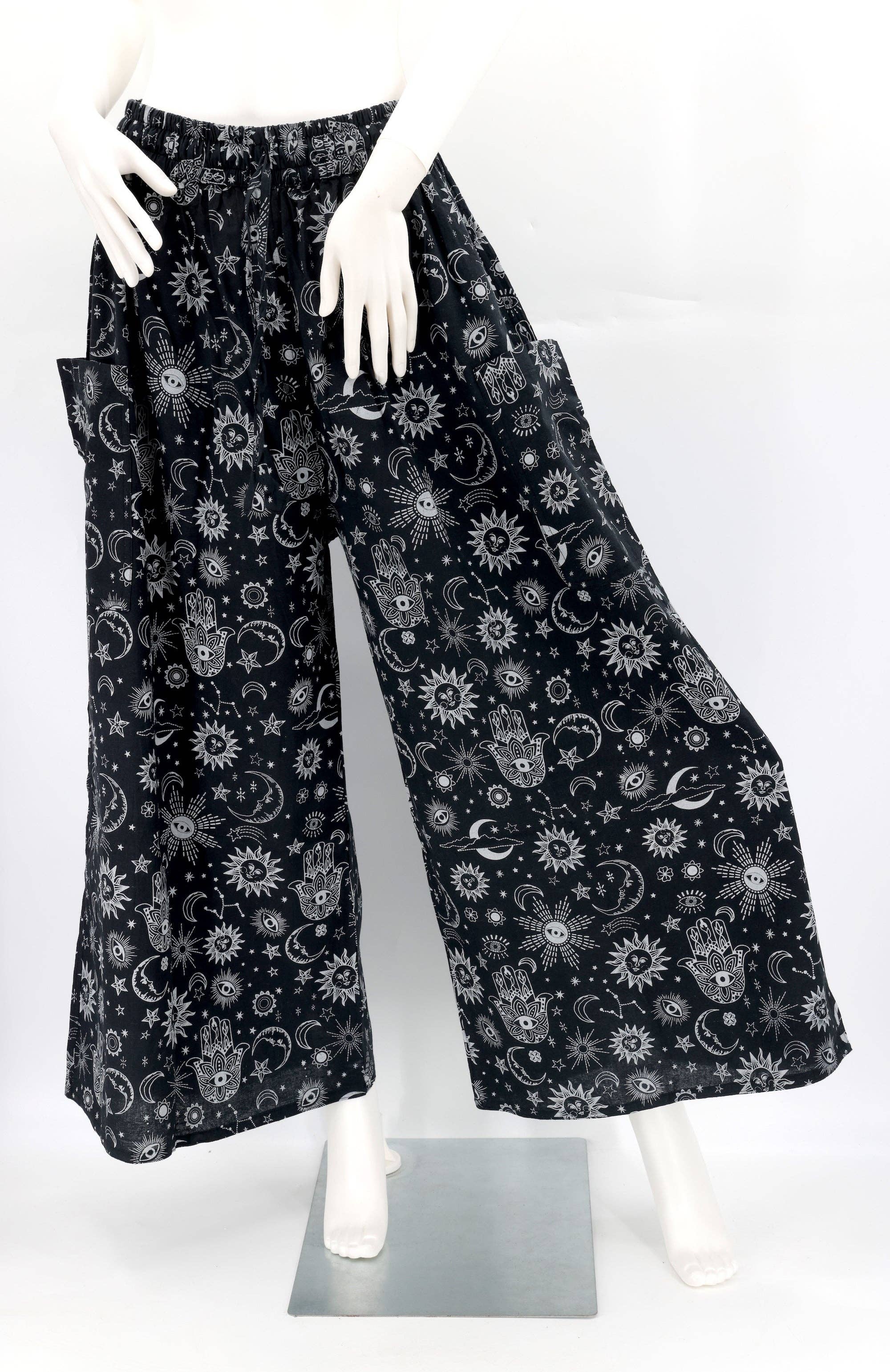 Himalaya Handmade - Wholesale Pants - Women's - Cotton Hippie Handmade Harem Celestial Print Wide Leg Bohemian Trousers2