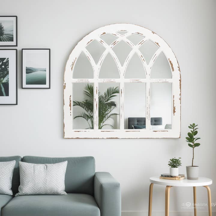 Paris Loft Inc - Wholesale Wall Mirror - Barn Farmhouse White Arched Wall Mirror