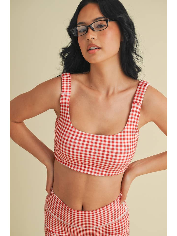KIMBERLY C - Wholesale Sports Bra - Women's - Gingham Print Ruched Bra Top30
