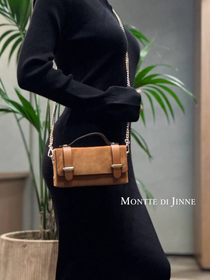 Italian Premium Suede Mini Structured Crossbody Bag for wholesale by MONTTE DI JINNE