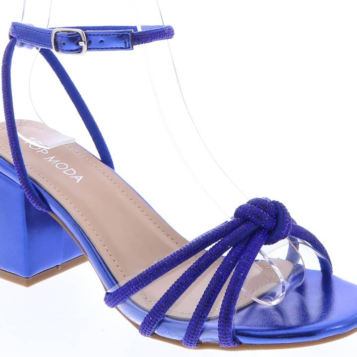Mars Sky Shoes Wholesale - Wholesale Sandals - Women's - Top Moda DIAMOND-76 Block Heel Rhinestone Knot Strap Sandals