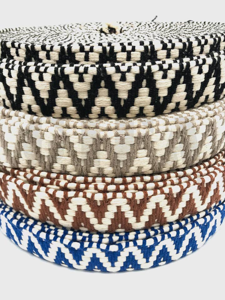 Two-tone cotton ribbon in Greek style 4 cm per meter for wholesale by Gifa Accessori