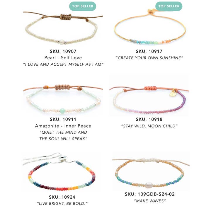 Lotus and Luna - Wholesale Jewelry Set - Goddess Crystal Stone Bracelets (10 Pack Assortment)