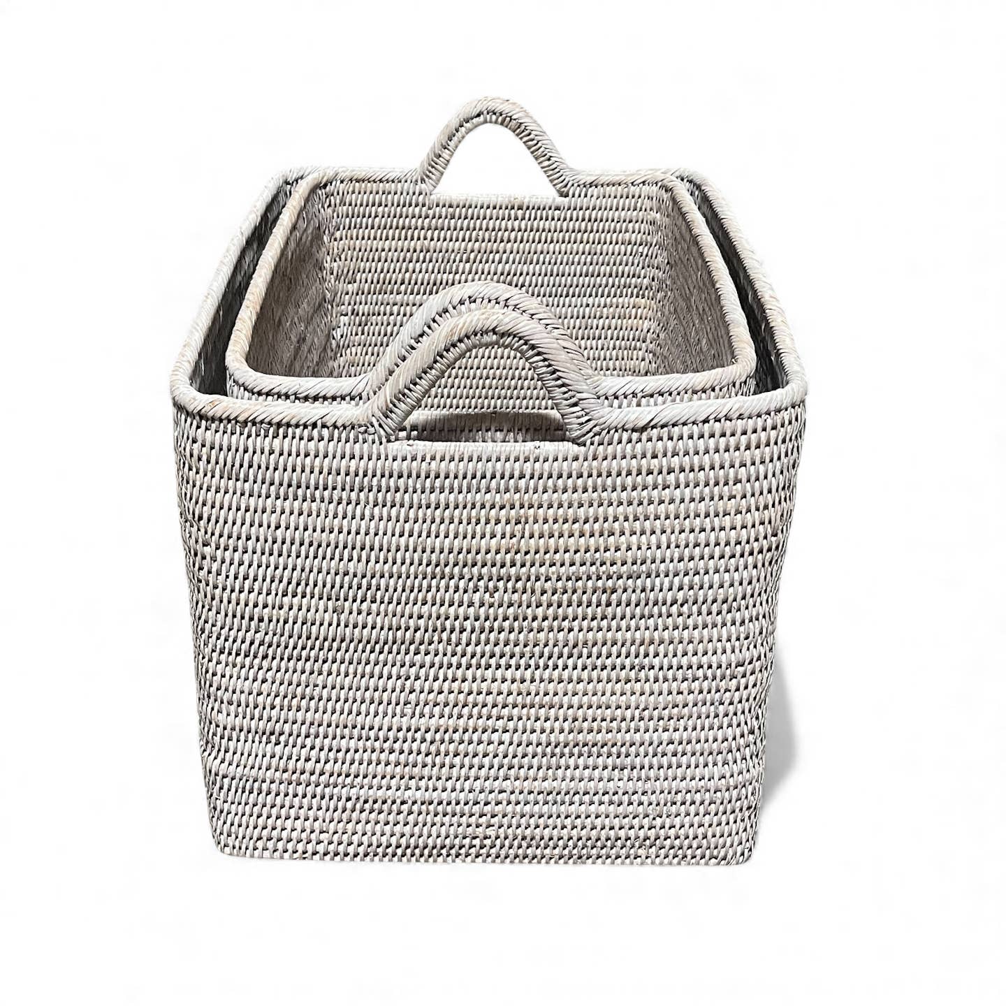 Matahari - Wholesale Basket - Rectangular Set of 2 Nested Baskets w/ Loop Handles - WW