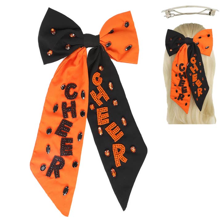 SP Sophia Collection - Wholesale Hair Bow - Women's - Game Day Cheer Embroidered Bow Barrette Hair Clip