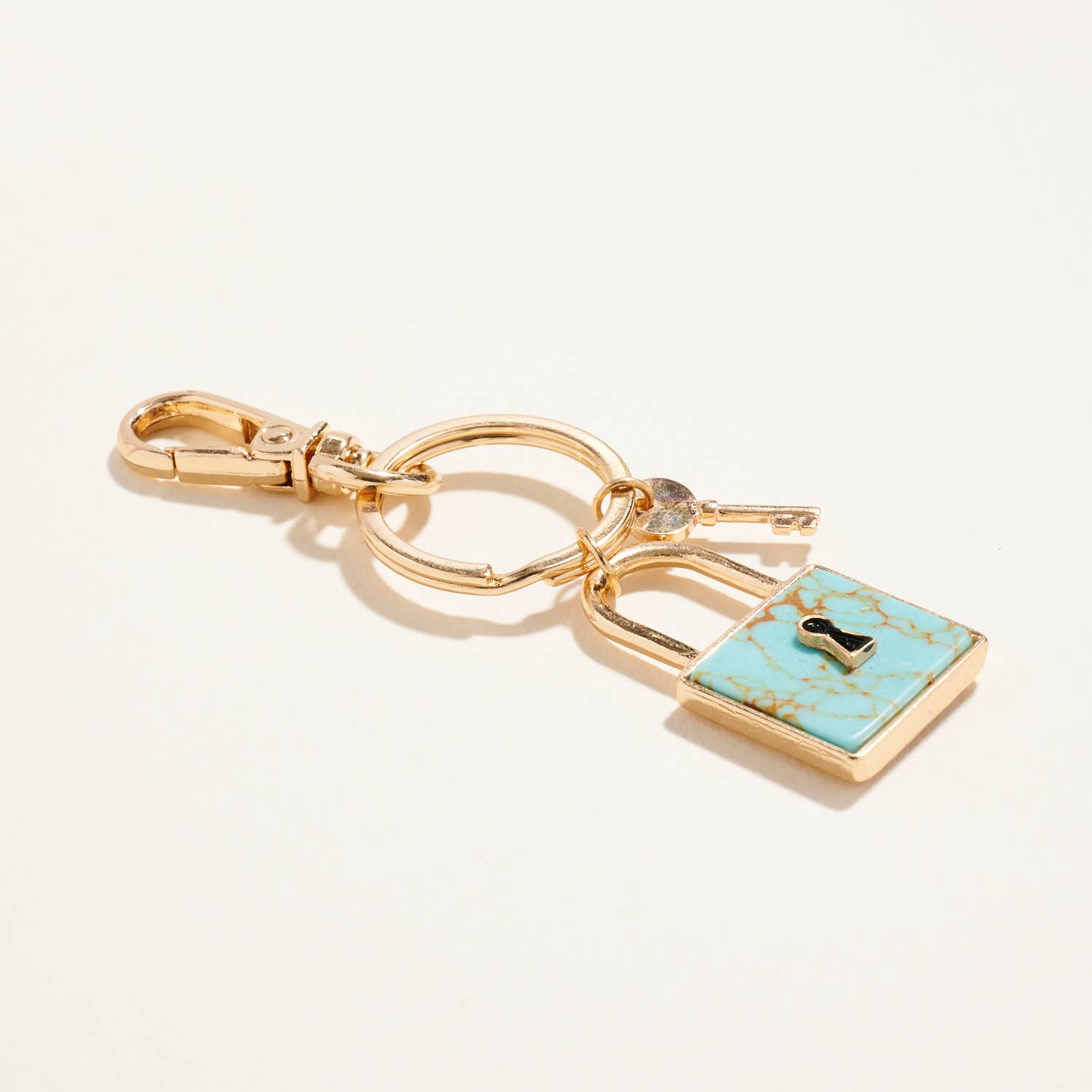 Designature New York - Wholesale Keychain - Unisex - Square Lock Shaped Semi Precious Stone Keychain7