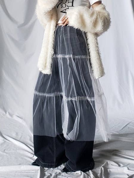 Rosa Clothing - Wholesale Skirt - Women's - Trendy Elasticated Waist Overlay Layered Mesh Skirt6