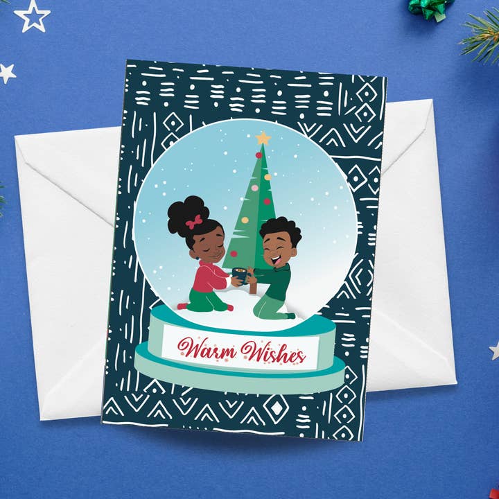 Black Paper Party Home For the Holidays Collection - Warm Wishes Personalized Christmas Card for wholesale by CardCraft