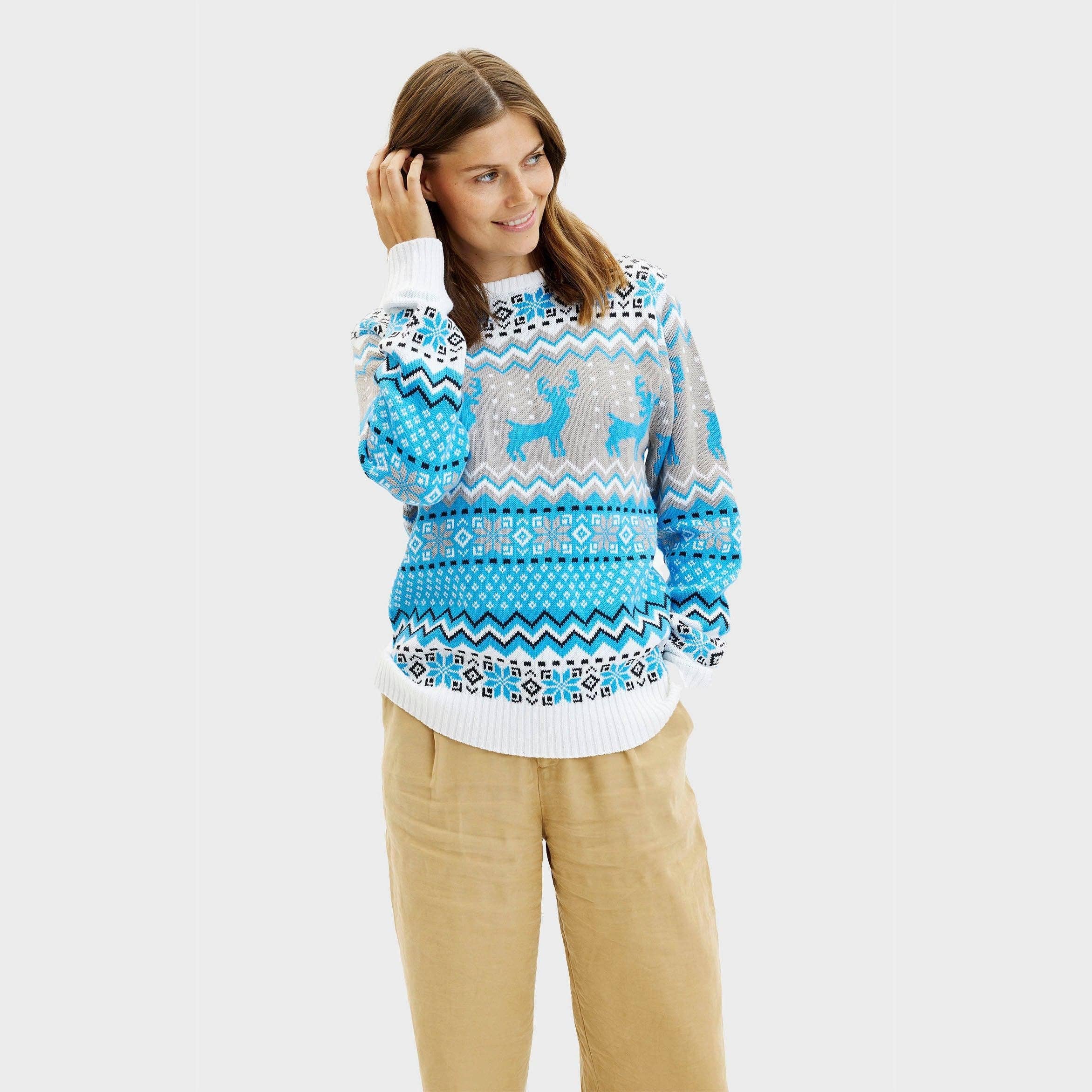 Happy Seasons – wholesale Knitted jumper – Women′s – Traditionel blå julesweater – Kvinder5