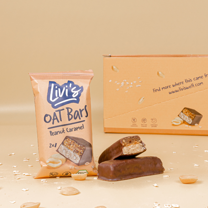 Livi's - Wholesale Snack Bar - Oat bar with dark chocolate peanut caramel organic1