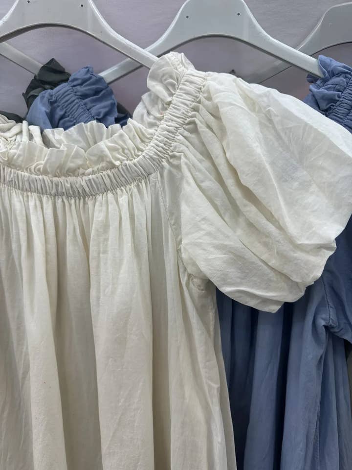 Mimi & Gogo - Wholesale Jurk - Dames - Lange Jurk van Katoenen Voile met Volants @27043_RLDouble11