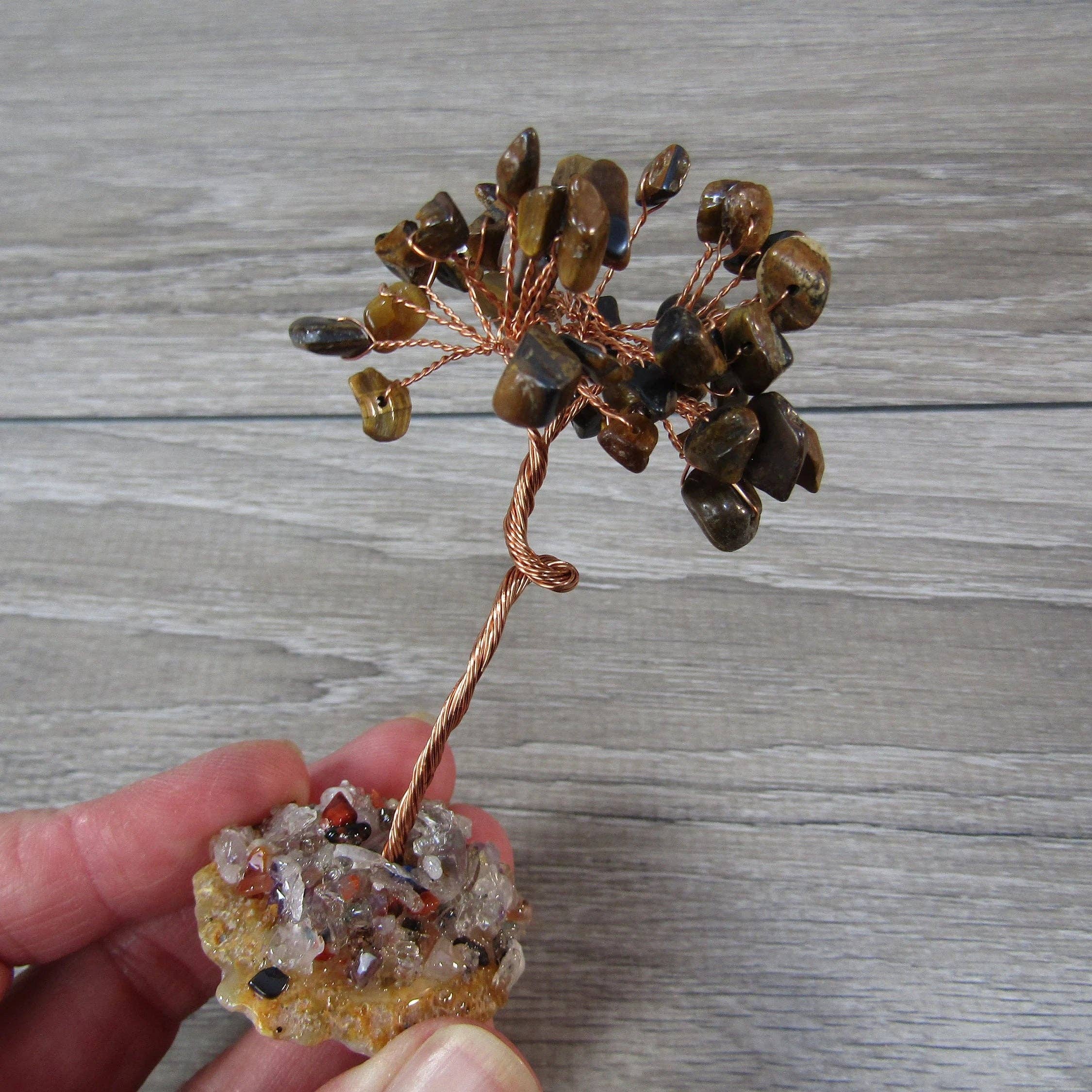 Keystone Crystals - Wholesale Spiritual Stone/Crystal - Gemstone Copper Tree on Agate Base – Crystal Decor2