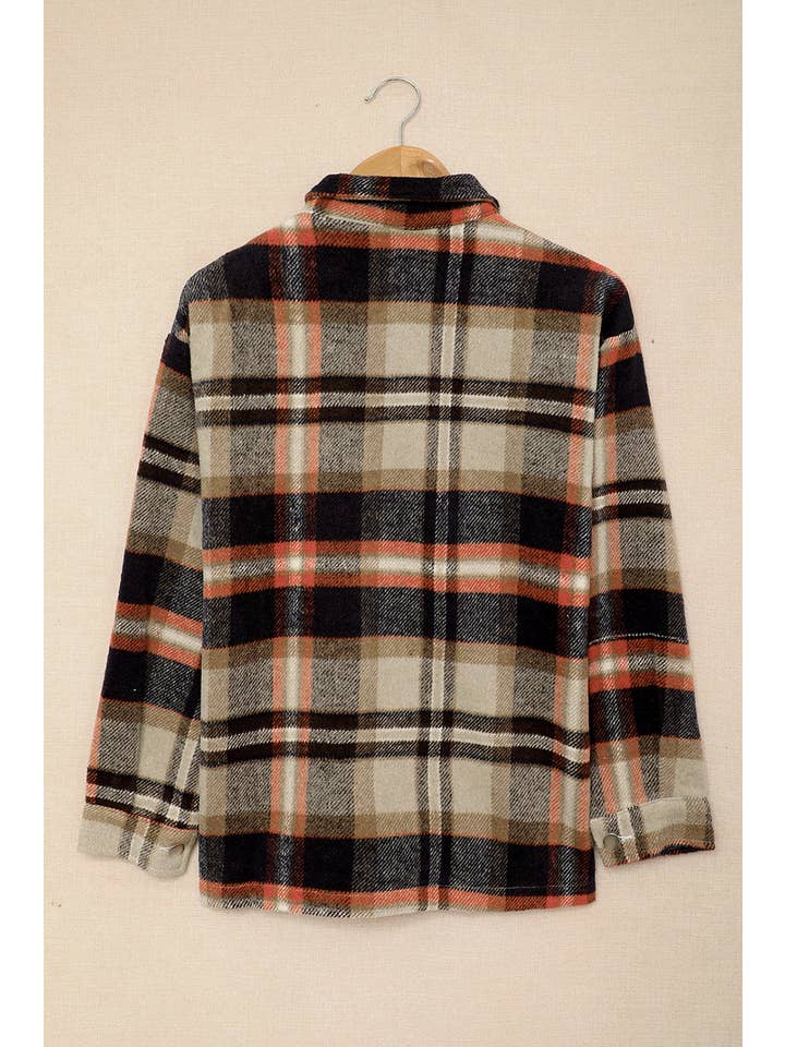 PRETTY BASH - Wholesale Shirt Jacket/Shacket - Women's - Plaid Pocketed Button Front Shacket29