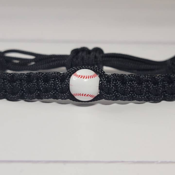 Adjustable Braided Friendship Bracelet With Baseball Bead for wholesale by Jack Of All Braids