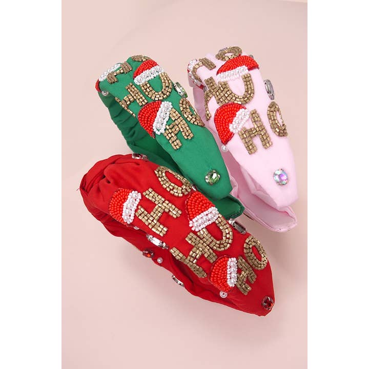 JOSSLYN by wall to wall - Wholesale Fashion Headband - Women's - HO HO HO CHRISTMAS HOLIDAY SEED BEAD HEADBAND | 91H5240