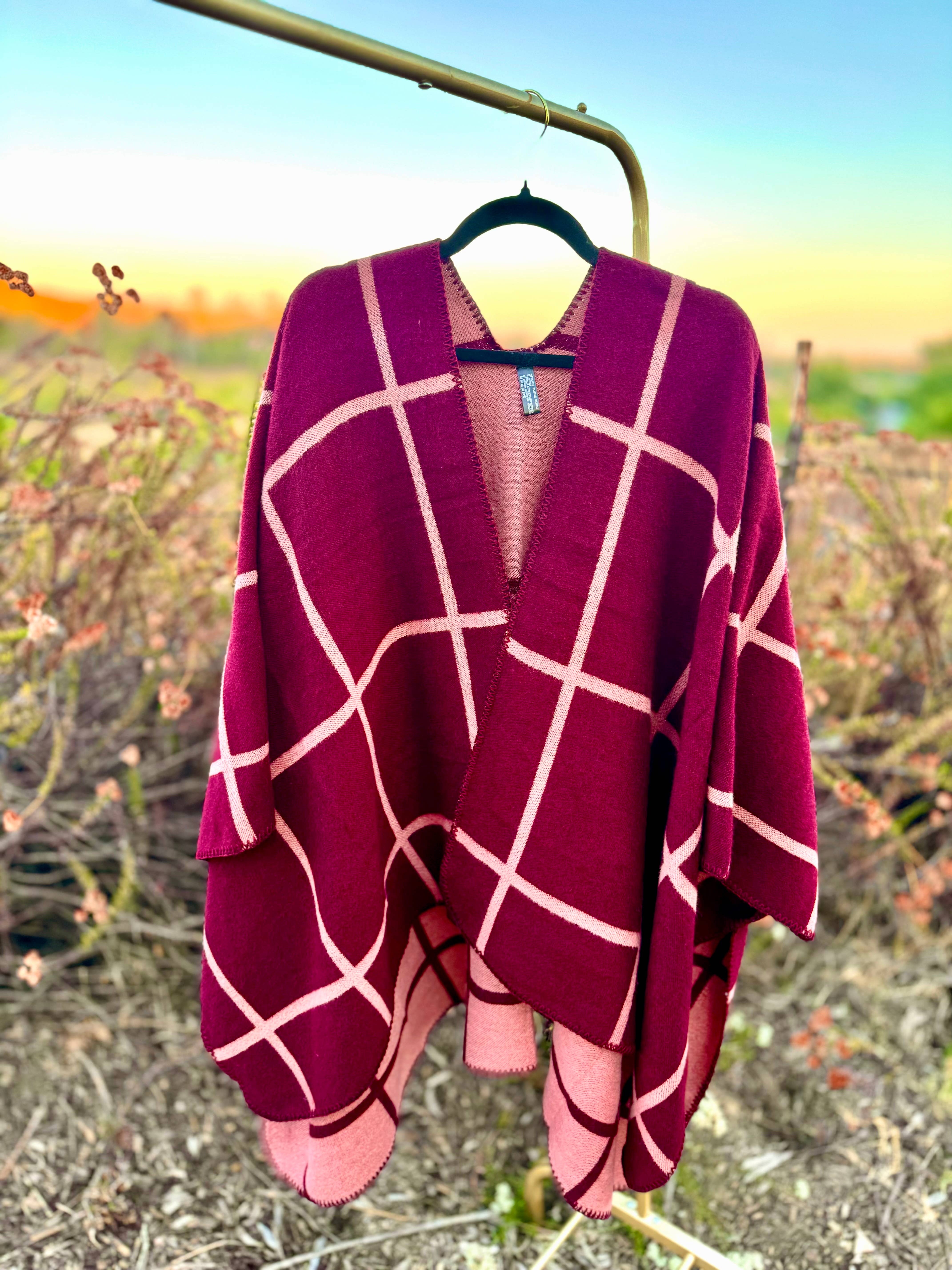 Justin & Taylor - Wholesale Kimono - Women's - Shiver | Plaid Kimono Two-Toned Fall & Winter Shawl0