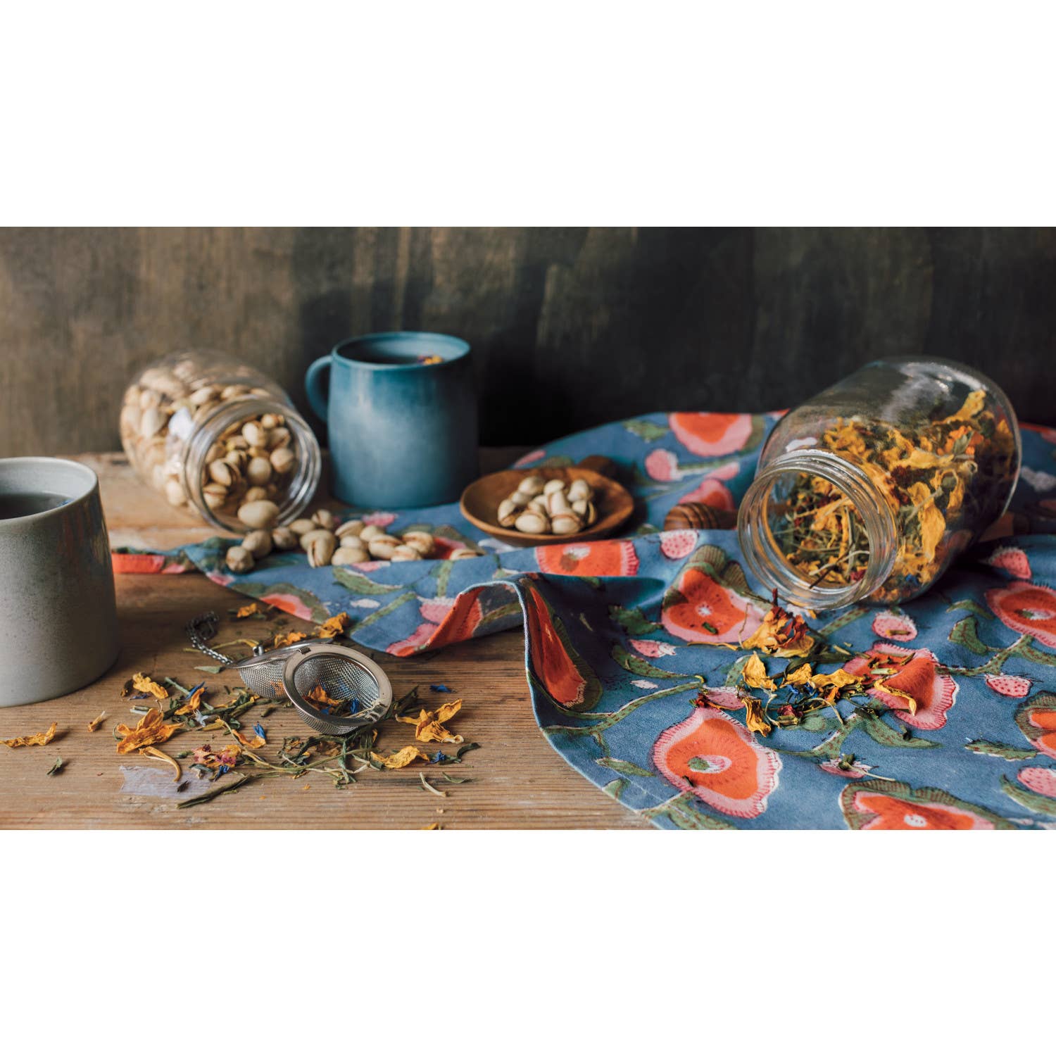 Danica Heirloom - Wholesale Tea Towel - Poppy Block Print Dishtowel1