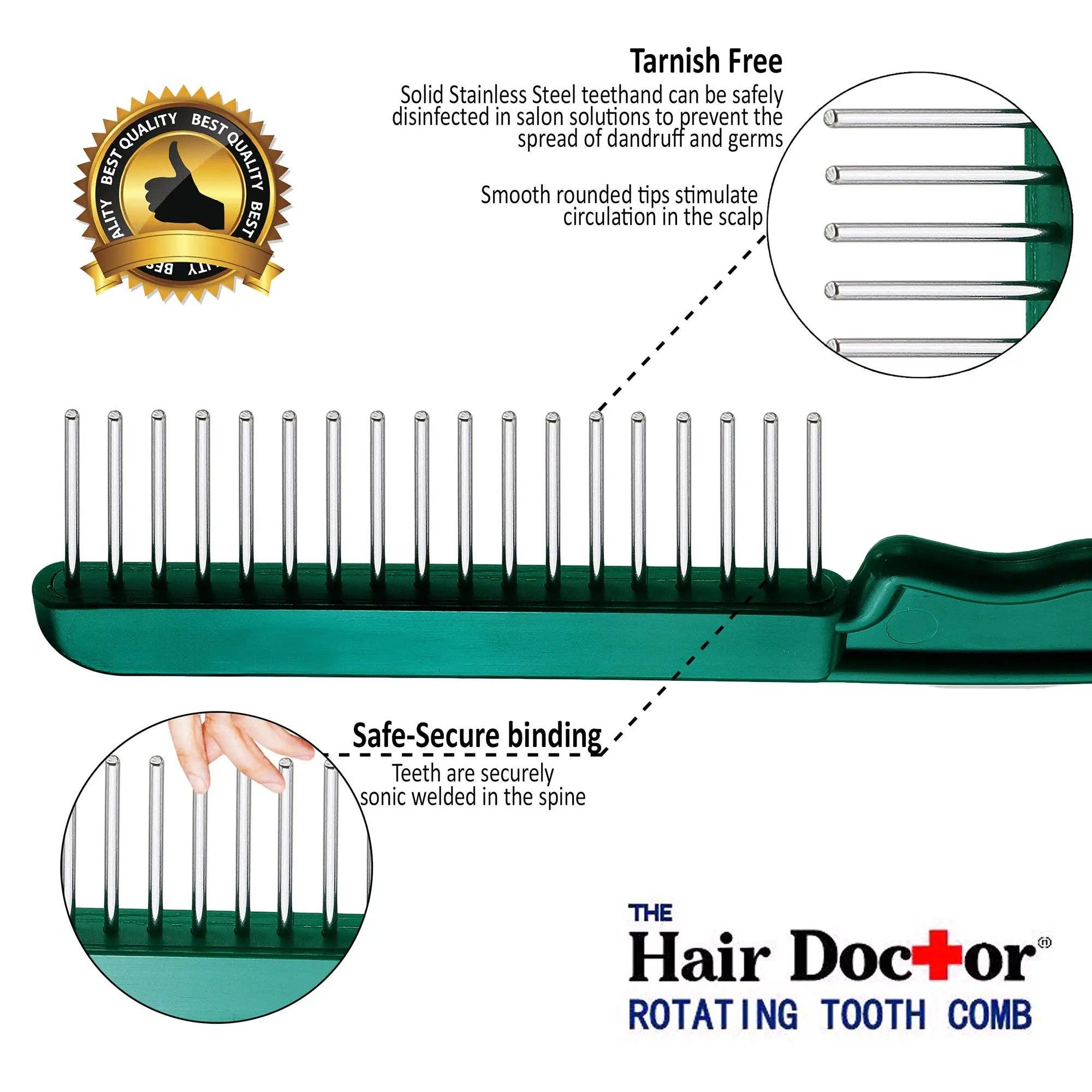 Original Hair Doctor - Wholesale Hair Brush/Comb - Extra-Long and Wide Rotating Tooth Comb reduces hair damage10