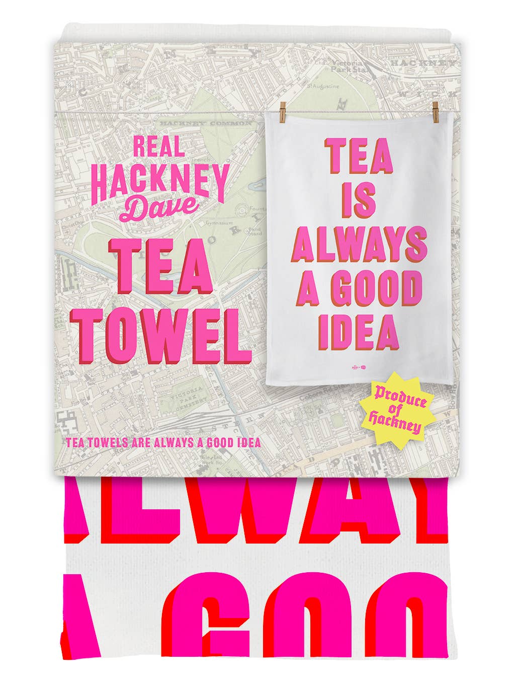 Brainbox Candy – wholesale Tea towel – Funny Gift - Tea Is A Good Idea Real Hackney Dave Tea Towel3