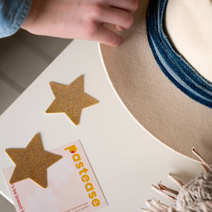 Pastease® – Großhandel Brustwarzenabdeckung – Damen – Star: Gold Glitter Stars Nippel Pasties von Pastease®3