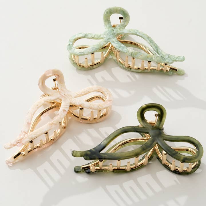 Sabrina Garden Ribbon Metal Bow Claw Clip - Large for wholesale by Adorro