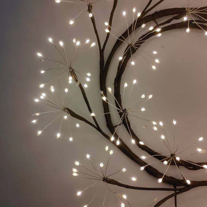 Hi-Line Gift Ltd. - Wholesale Christmas Decoration - 24in LED Christmas Wreath Brown Indoor Hanging Holiday Decor4