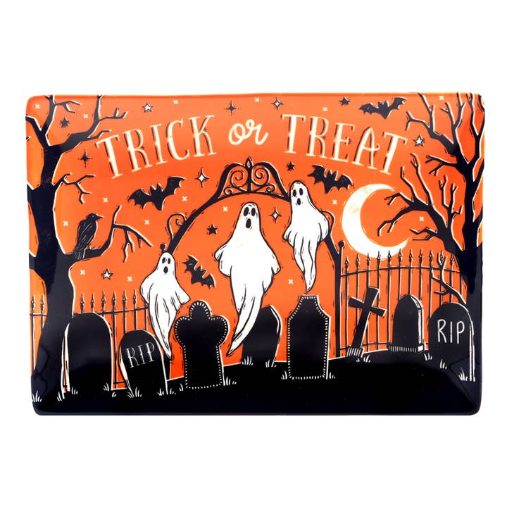 Halloween Hocus Pocus Ceramic Rectangular Platter 14inx10in for wholesale by Certified International