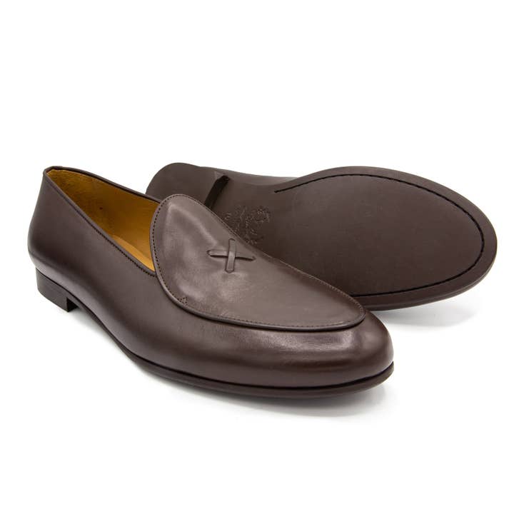 Men's Brown Leather Milano Loafer for wholesale by Del Toro Shoes