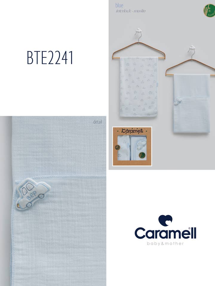 2-Piece Bamboo Muslin Blanket Set - First Car for wholesale by Caramell