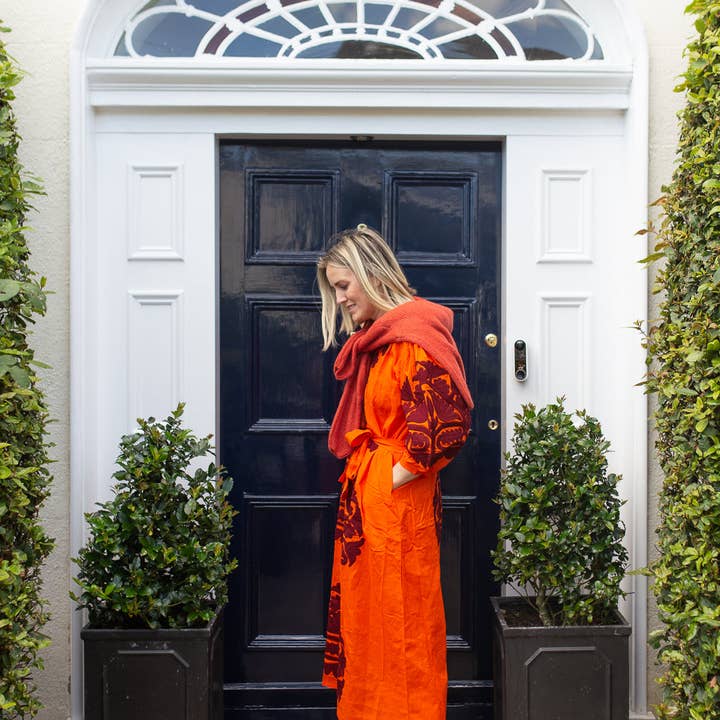 Vestido Simran laranja por atacado de LNH EDIT