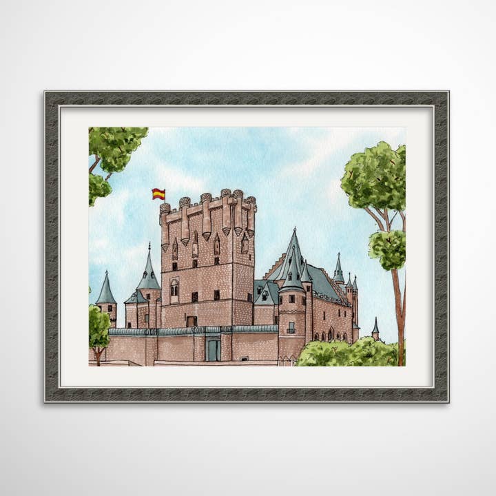 Alcazar Segovia Castle - Pen and Watercolor Art - Archival Quality Art Print for wholesale by Alyssa Whetstone Art