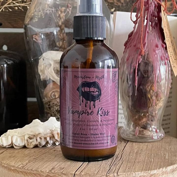 Vampire Kiss, 4 oz scented room & linen spray for wholesale by Moonstone and Myth