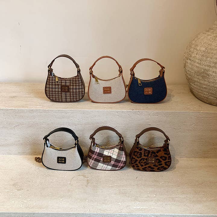 Bolso de hombro mini con estampado de leopardo y cuadros a la moda para niños. para venta al por mayor de The Find Peaks