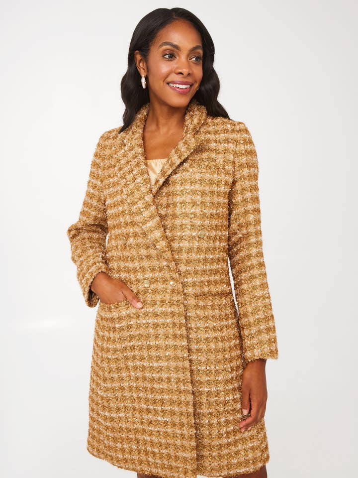 Abigail Casaco Dourado Lurex Tweed por atacado de Abbey Glass