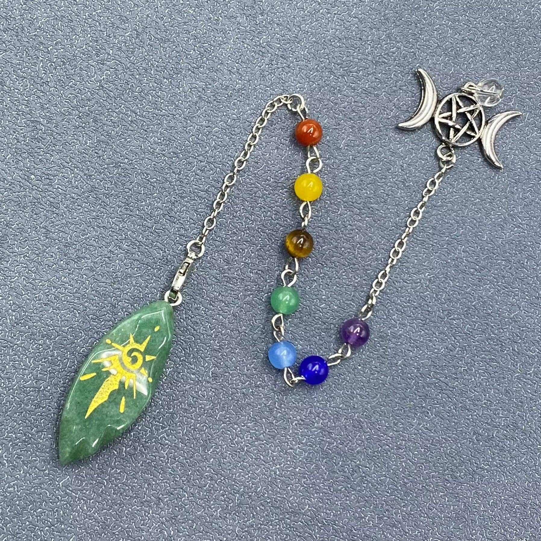 Mio Queena - Wholesale Spiritual Stone/Crystal - Sun Rune Natural Stone Crystal Pendant Pendulum - CS9