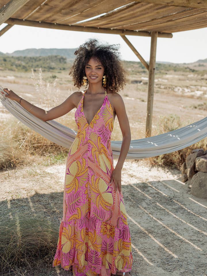 MARRAKECH ORANJE LUCIA JURK voor wholesale door Piti Cuiti