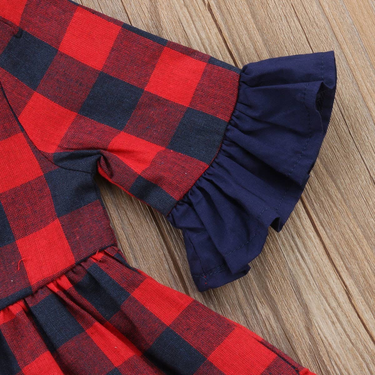 Fennco Styles - Wholesale Dress - Kids - Red-Navy Buffalo Plaid Girl Dress4