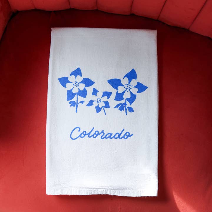 Colorado Columbine Tea Towel for wholesale by Little Known Goods